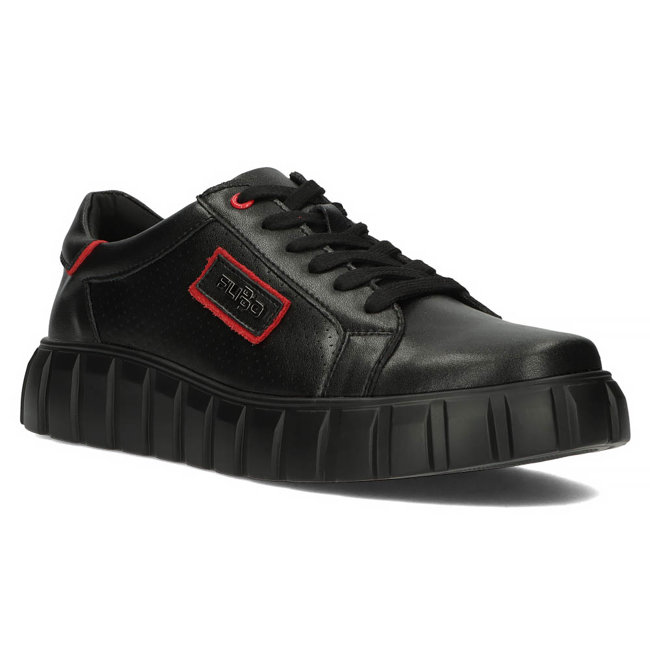 Černé kožené sneakersy Filippo MP948/23 BK RD