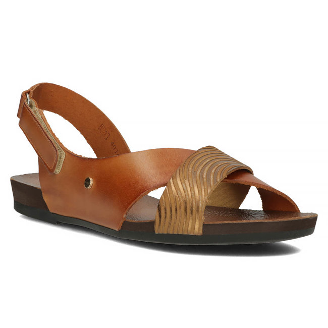 Kožené sandály Filippo 40141 hnědé a zlaté
