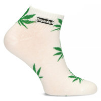 Bílé-zelené pánské ponožky lístky