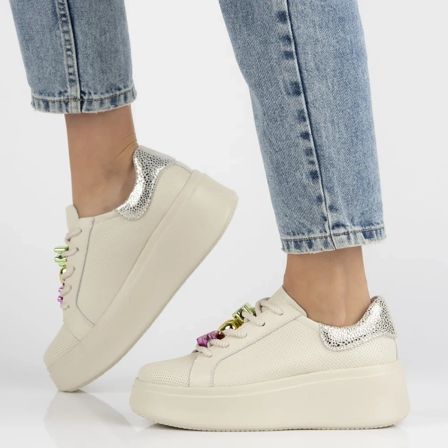 Béžové kožené sneakersy Filippo DP6793/25 BE