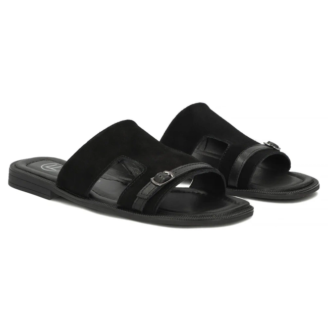 Černé kožené pantofle Filippo DK7747/26 BK