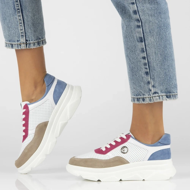 Bílo- růžové kožené sneakersy Filippo DP6108/24 WH FH