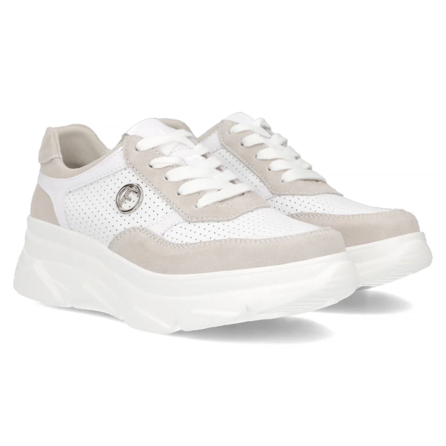 Bílo- šedé kožené sneakersy Filippo DP6108/24 WH GR