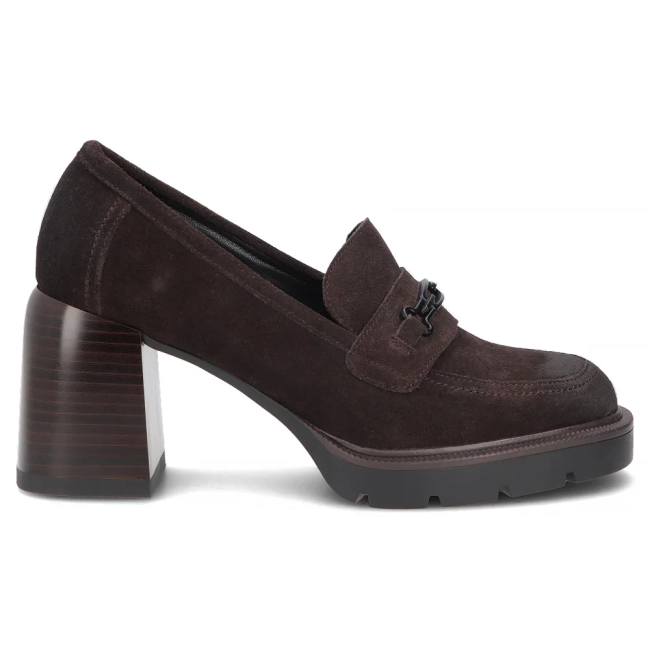 Hnědé kožené polobotky na podpatku Filippo DP8169/26 D BR
