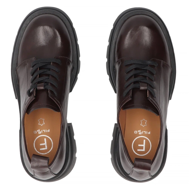 Tmavě hnědé kožené polobotky Filippo DP8156/26 D BR