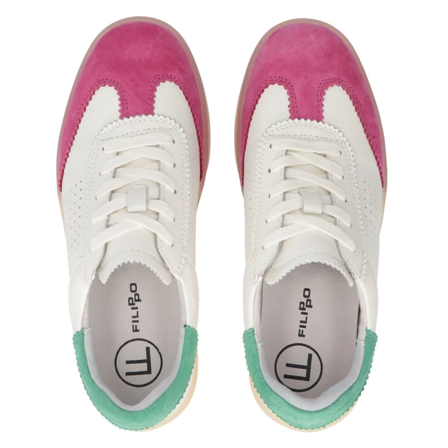 Bílo-růžové kožené sneakersy Filippo DP6745/25 FH GE