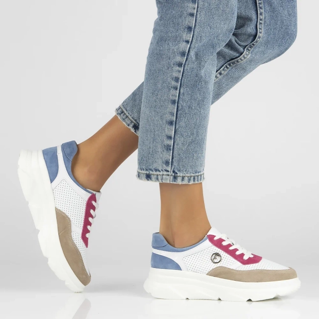 Bílo- růžové kožené sneakersy Filippo DP6108/24 WH FH