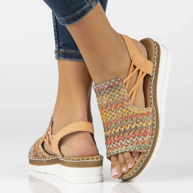 Růžové sandály Rieker V1241-90 multicolor