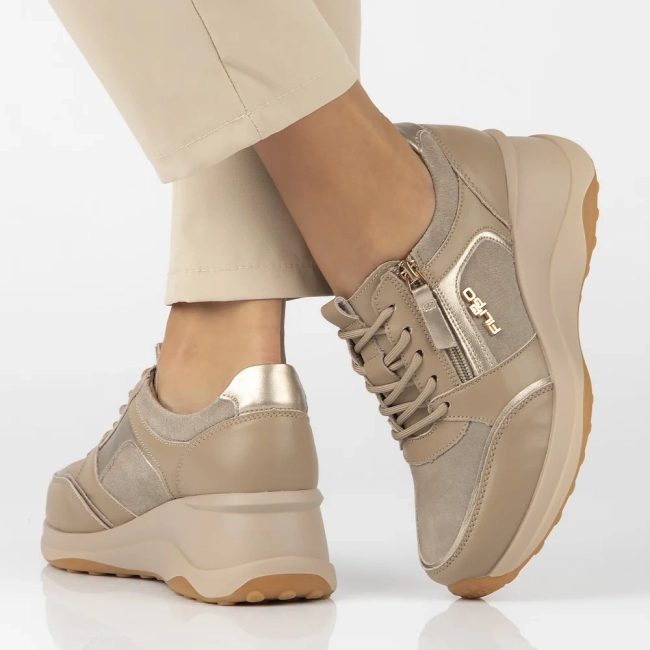 Taupe kožené sneakersy Filippo DP6434/24 TP