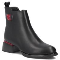 Černé kožené kotníkové boty na podpatku Filippo DBT8123/26 BK RD