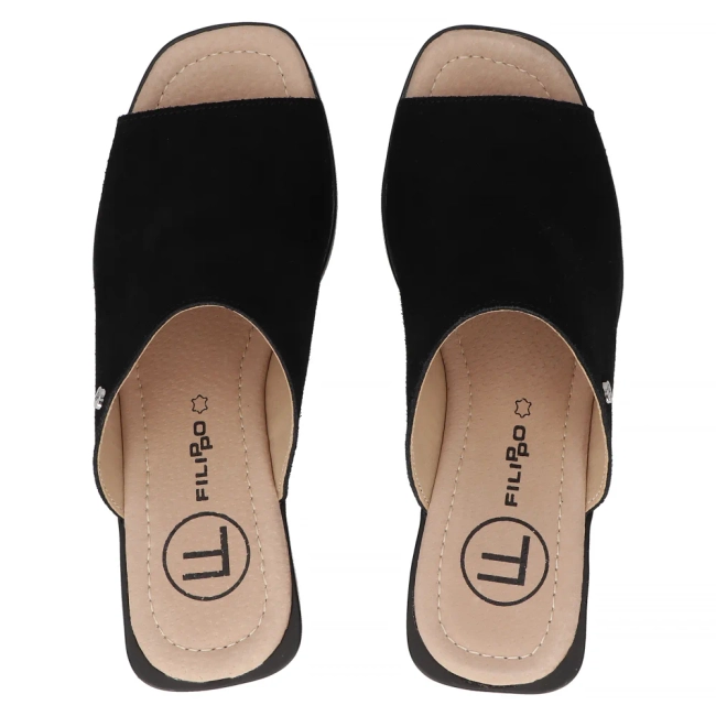 Černé kožené pantofle Filippo DK6028/24 BK
