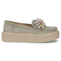 Khaki kožené mokasíny Filippo DP6765/26 KH