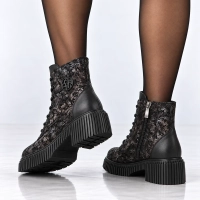 Černé kožené kotníkové boty na podpatku Filippo DBT8072/26 BK MLT