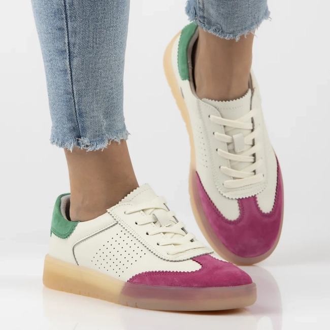 Bílo-růžové kožené sneakersy Filippo DP6745/25 FH GE