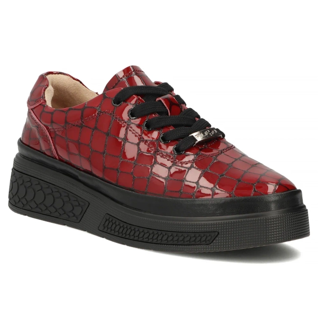 Červené kožené polobotky na klínku Filippo DP8326/26 RD