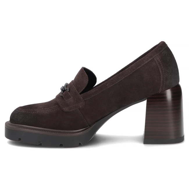Hnědé kožené polobotky na podpatku Filippo DP8169/26 D BR