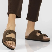Hnědé kožené pantofle Filippo DK7061/26 D BR