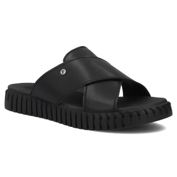 Černé kožené pantofle Filippo DK7626/26 BK