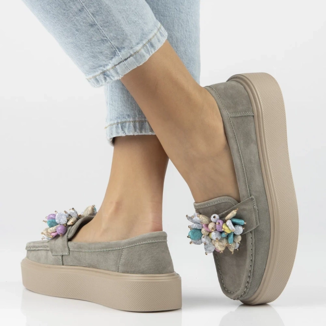 Khaki kožené mokasíny Filippo DP6765/26 KH