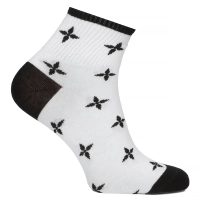 Kvety hnědé dámské ponožky Oemen S019 BLK WHT