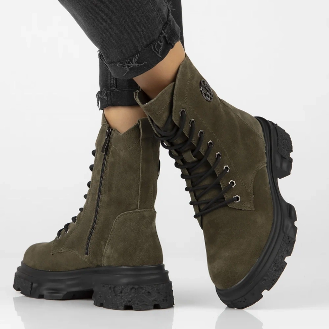 Khaki kožené boty Filippo DBT6443/24 KH