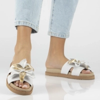 Bílé kožené pantofle Filippo DK7638/26 WH