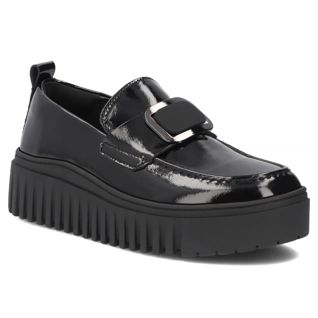 Černé kožené polobotky na platformě Filippo DP8269/26 BK