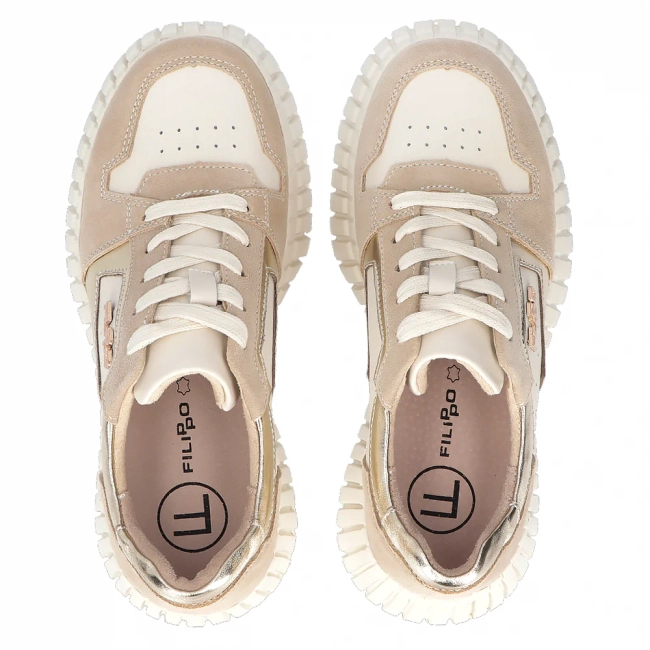 Béžové kožené sneakersy Filippo DP6780/25 BE GO