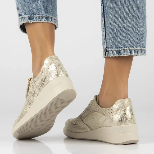 Zlaté kožené sneakersy Filippo DP6209/24 GO