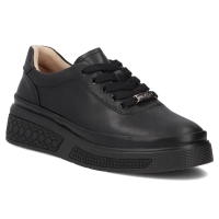 Černé kožené polobotky na klínku Filippo DP8326/26 BK
