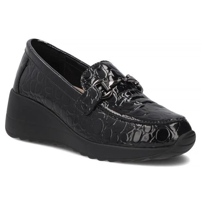 Černé kožené polobotky na klínku Filippo DP8101/26 BK