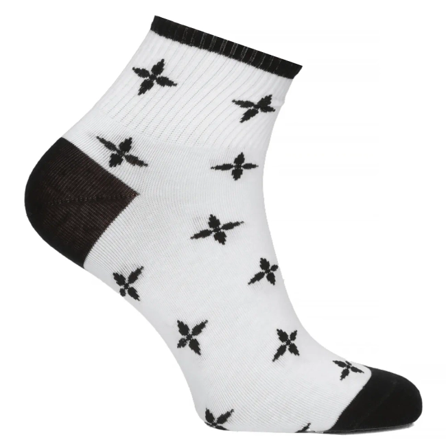 Kvety hnědé dámské ponožky Oemen S019 BLK WHT