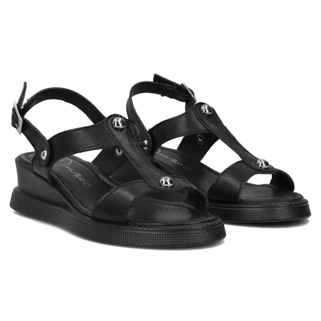 Černé kožené sandály Filippo DS6070/24 BK