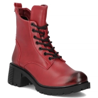 Červené kožené kotníkové boty na podpatku Filippo DBT6501/26 RD