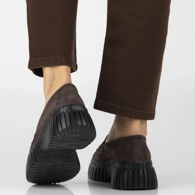 Hnědé kožené polobotky na platformě Filippo DP8278/26 D BR