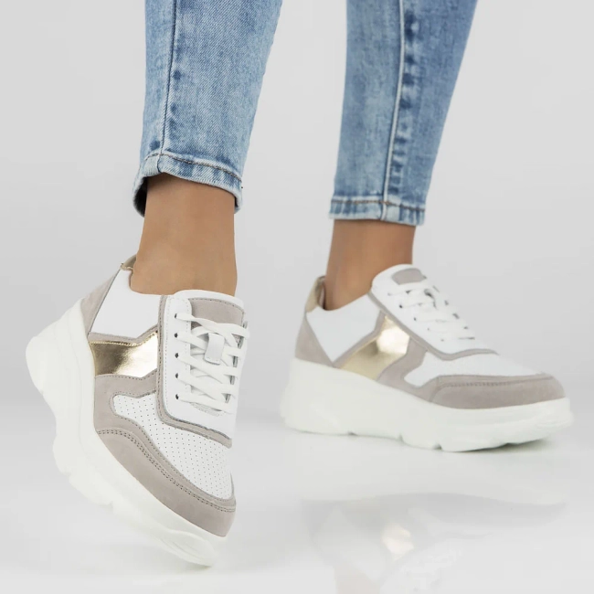 Bílo- šedé kožené sneakersy Filippo DP4579/24 WH GR