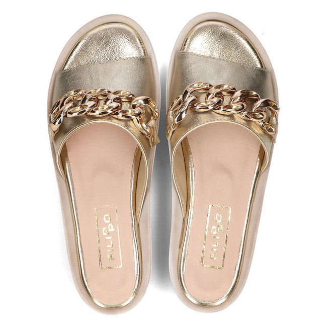 Kožené pantofle Filippo 105 zlato