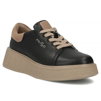Černé kožené tenisky Filippo DP7982/26 BK