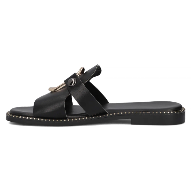 Černé kožené pantofle Filippo DK6264/24 BK