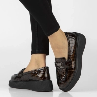 Hnědé kožené polobotky na platformě Filippo DP8294/26 BR