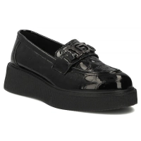 Černé kožené polobotky na platformě Filippo DP8294/26 BK