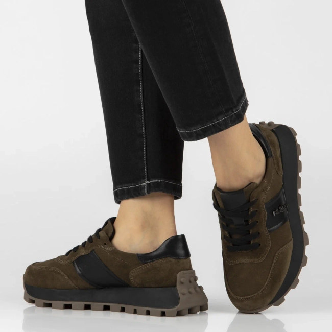 Khaki kožené tenisky Filippo DP7983/26 KH BK