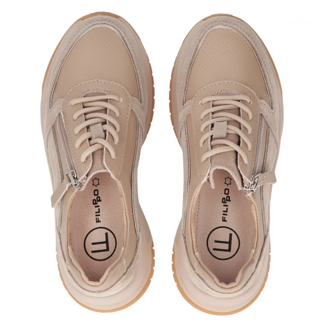 Taupe kožené sneakersy Filippo DP6435/24 TP