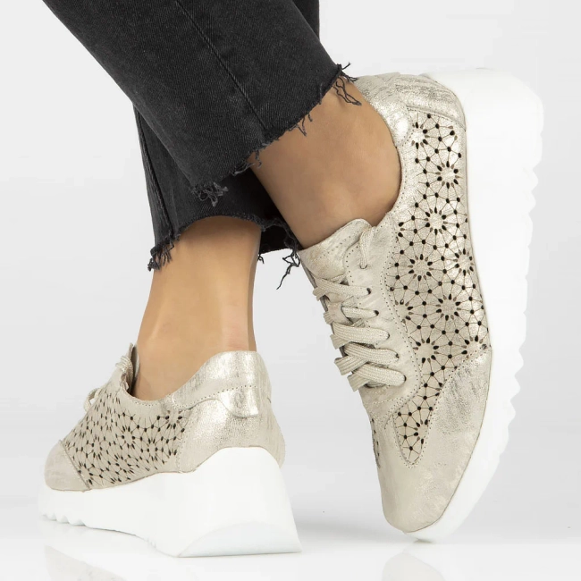 Zlaté kožené sneakersy Filippo DP4690/24 GO