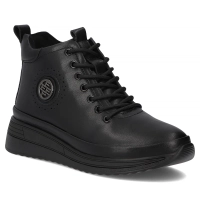 Černé kožené kotníkové boty na platformě Filippo DBT4215/26 BK BK