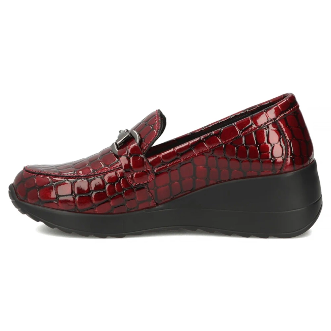 Červené kožené polobotky na klínku Filippo DP8101/26 RD