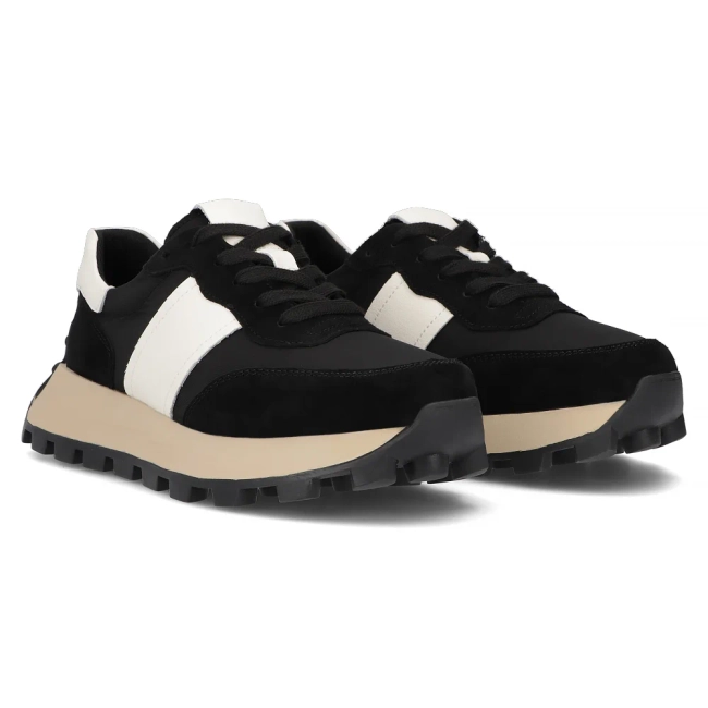 Černé kožené sneakersy Filippo DP6498/25 BK WH