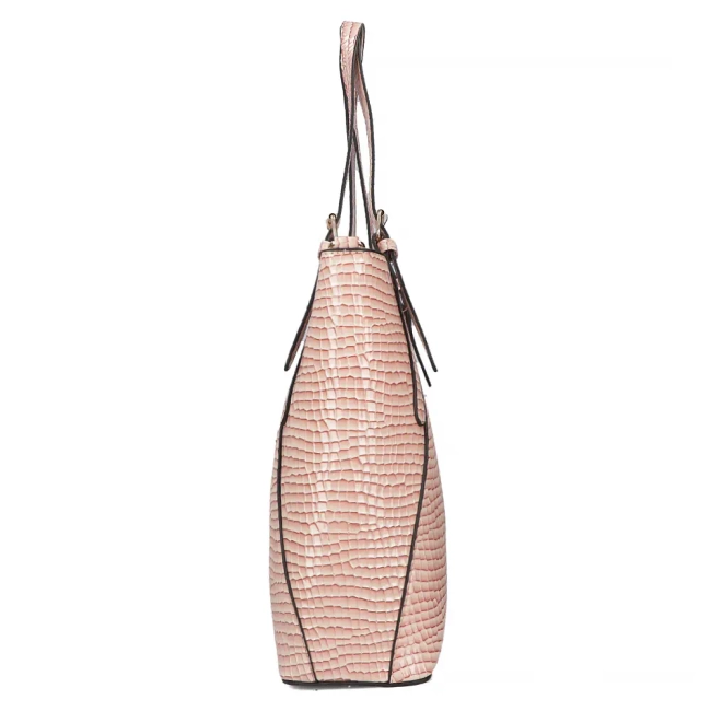 Světlo růžová kabelka shopper Croco