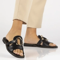 Černé kožené pantofle Filippo DK6264/24 BK