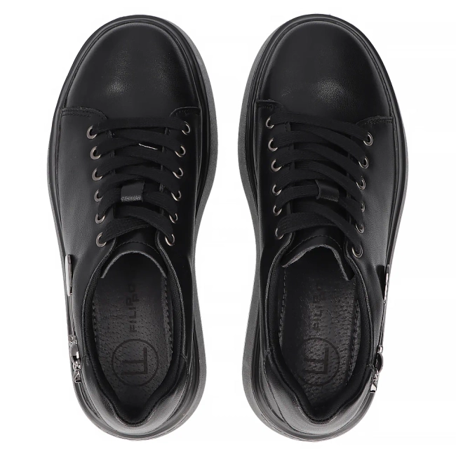 Černé kožené sneakersy Filippo DP6423/24 BK